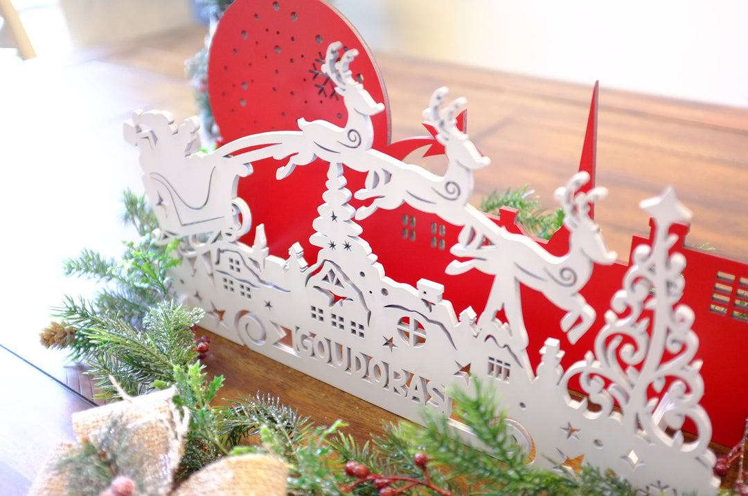 Personalized Christmas Santa Candle Box - Christmas Centerpiece - Christmas Decor - Personalized Wood Santa and Reindeer Decoration