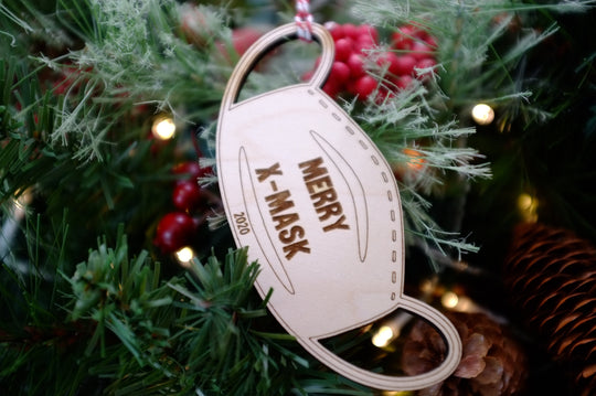 Merry X-Mask 2020 Ornament | Mask Shape Christmas Ornament | Funny 2020 Ornament | Wood Ornament