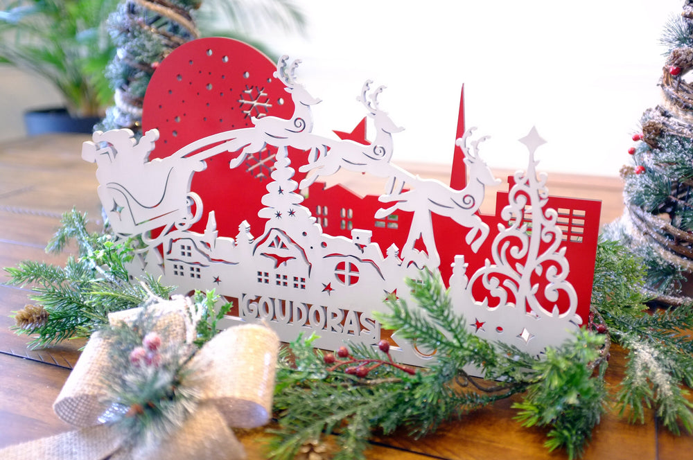 Personalized Christmas Santa Candle Box - Christmas Centerpiece - Christmas Decor - Personalized Wood Santa and Reindeer Decoration