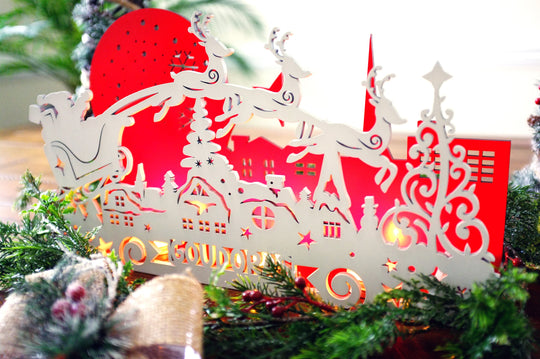 Personalized Christmas Santa Candle Box - Christmas Centerpiece - Christmas Decor - Personalized Wood Santa and Reindeer Decoration