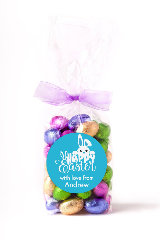Easter Stickers, Happy Easter Blue Bunny, Personalized Easter Stickers, Kids Easter Treat Bags, Easter Labels for Favors, Easter Classroom