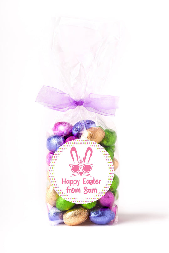 Easter Stickers, Bunny with Shades Pink, Personalized Easter Stickers, Kids Easter Treat Bags, Easter Labels for Favors, Easter Classroom