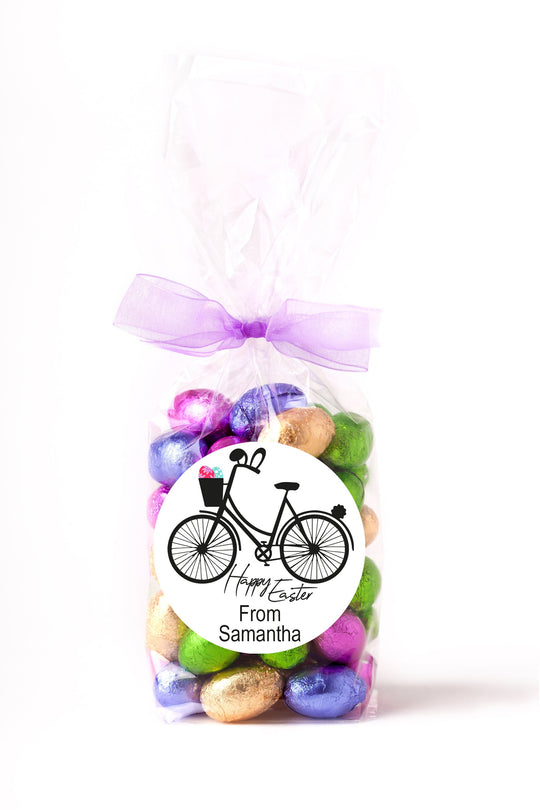 Easter Stickers, Bunny Bicycle, Personalized Easter Stickers, Kids Easter Treat Bags, Easter Labels for Favors, Easter Classroom