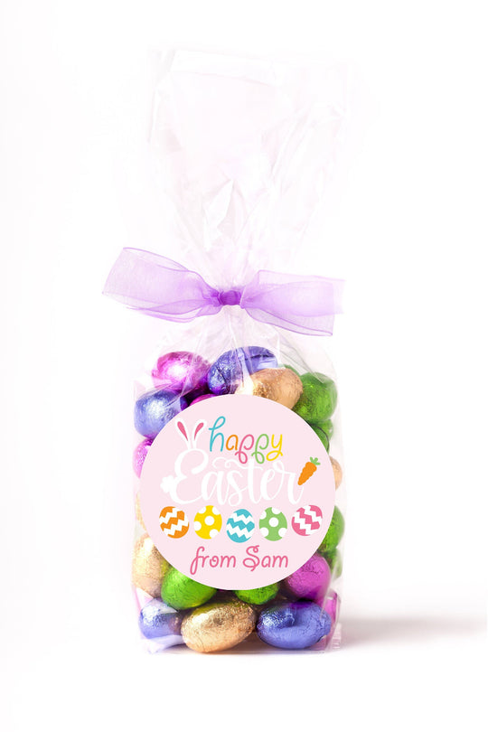 Easter Stickers, Pink Bunny Easter Eggs, Personalized Easter Stickers, Kids Easter Treat Bags, Easter Labels for Favors, Easter Classroom