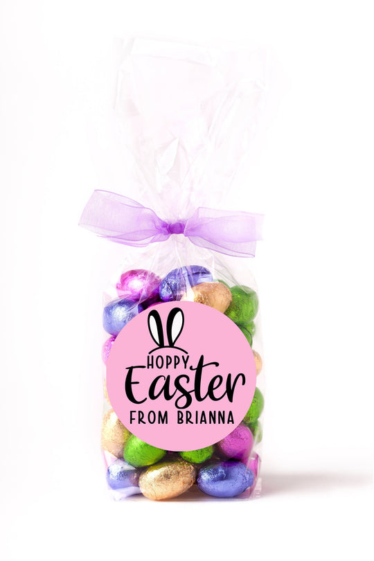 Easter Stickers, HOPPY Easter Pink, Personalized Easter Stickers, Kids Easter Treat Bags, Easter Labels for Favors, Easter Classroom