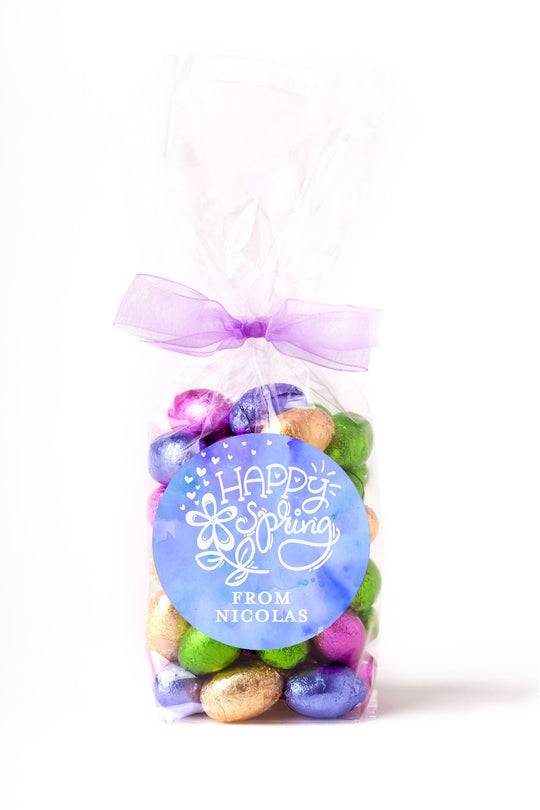 Easter Stickers, Happy Spring Blue, Personalized Easter Stickers, Kids Easter Treat Bags, Easter Labels for Favors, Easter Classroom