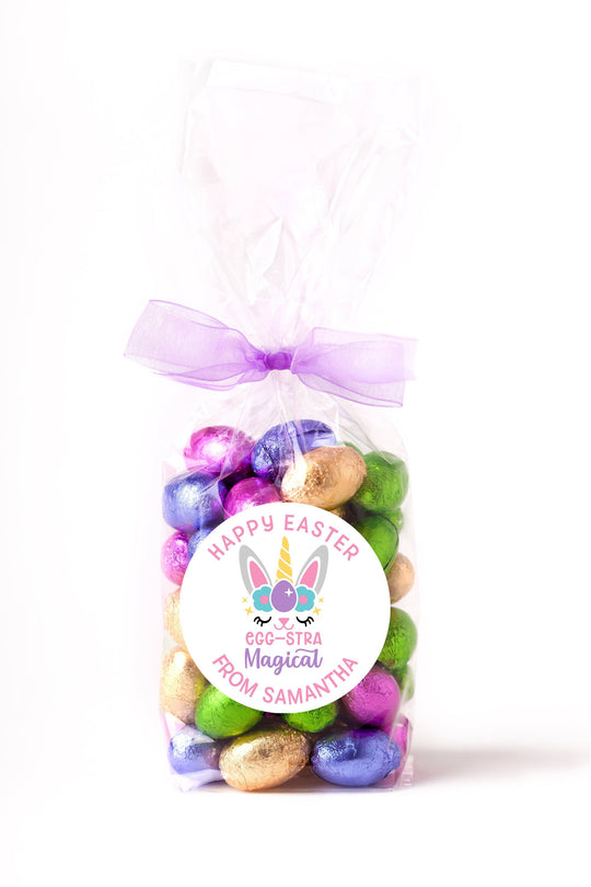 Easter Stickers - Wishing You An EGG-STRA Magical Easter! - Personalized Easter Stickers, Kids Easter Treat Bags, Easter Labels for Favors