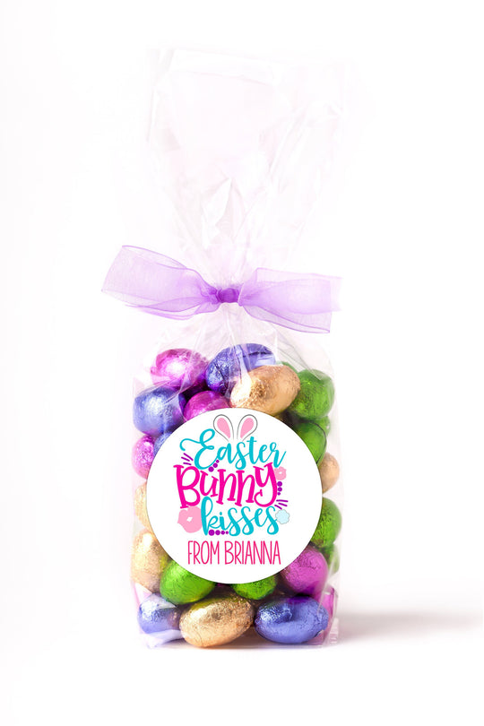 Easter Stickers, Easter Bunny Kisses, Personalized Easter Stickers, Kids Easter Treat Bags, Easter Labels for Favors, Easter Classroom