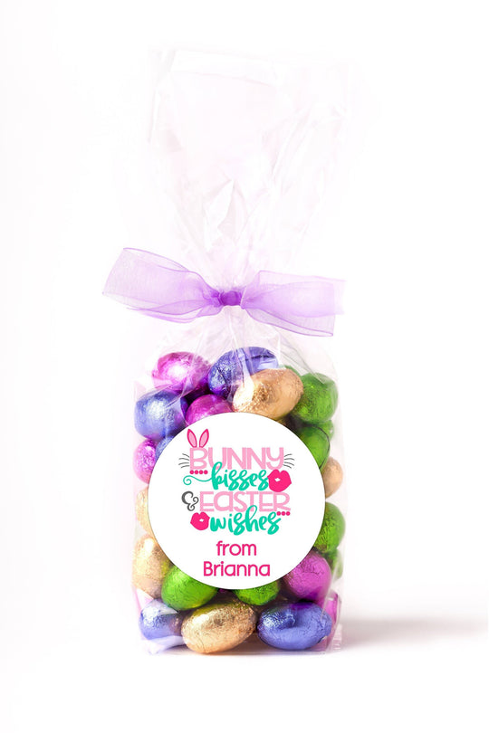 Easter Stickers, Bunny Kisses & Easter, Personalized Easter Stickers, Kids Easter Treat Bags, Easter Labels for Favors, Easter Classroom