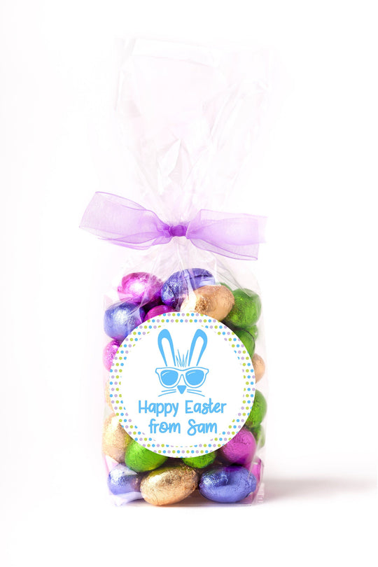 Easter Stickers, Bunny with Shades Blue, Personalized Easter Stickers, Kids Easter Treat Bags, Easter Labels for Favors, Easter Classroom