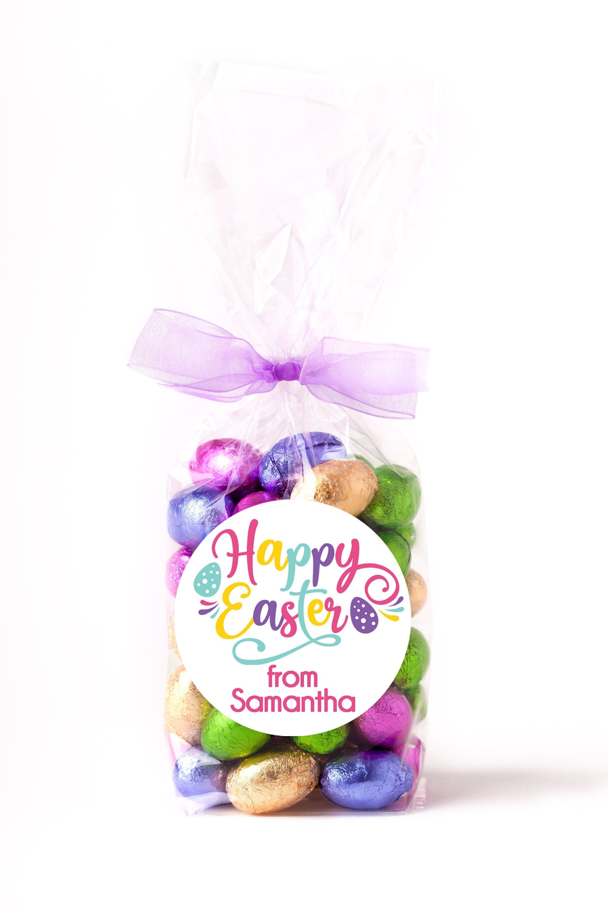 Easter Stickers, Colorful Easter Eggs, Personalized Easter Stickers, Kids Easter Treat Bags, Easter Labels for Favors, Easter Classroom
