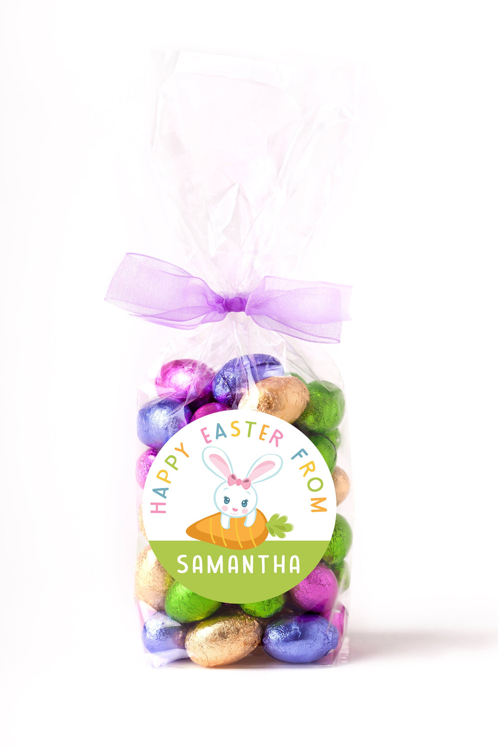 Easter Stickers, Easter Bunny & Carrot, Personalized Easter Stickers, Kids Easter Treat Bags, Easter Labels for Favors, Easter Classroom