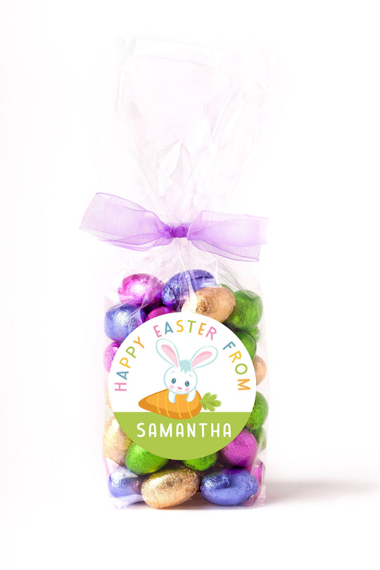 Easter Stickers, Easter Bunny & Carrot, Personalized Easter Stickers, Kids Easter Treat Bags, Easter Labels for Favors, Easter Classroom