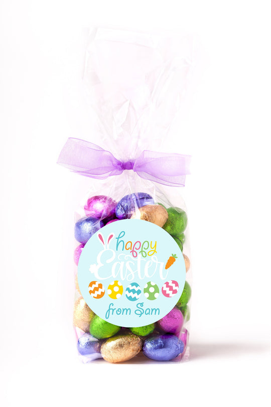 Easter Stickers, Blue Bunny Easter Eggs, Personalized Easter Stickers, Kids Easter Treat Bags, Easter Labels for Favors, Easter Classroom