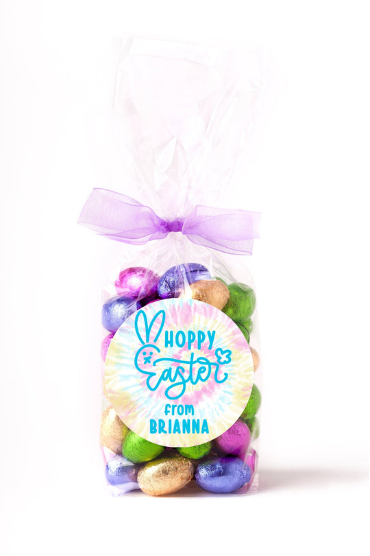 Easter Stickers, HOPPY Easter Tie Dye, Personalized Easter Stickers, Kids Easter Treat Bags, Easter Labels for Favors, Easter Classroom