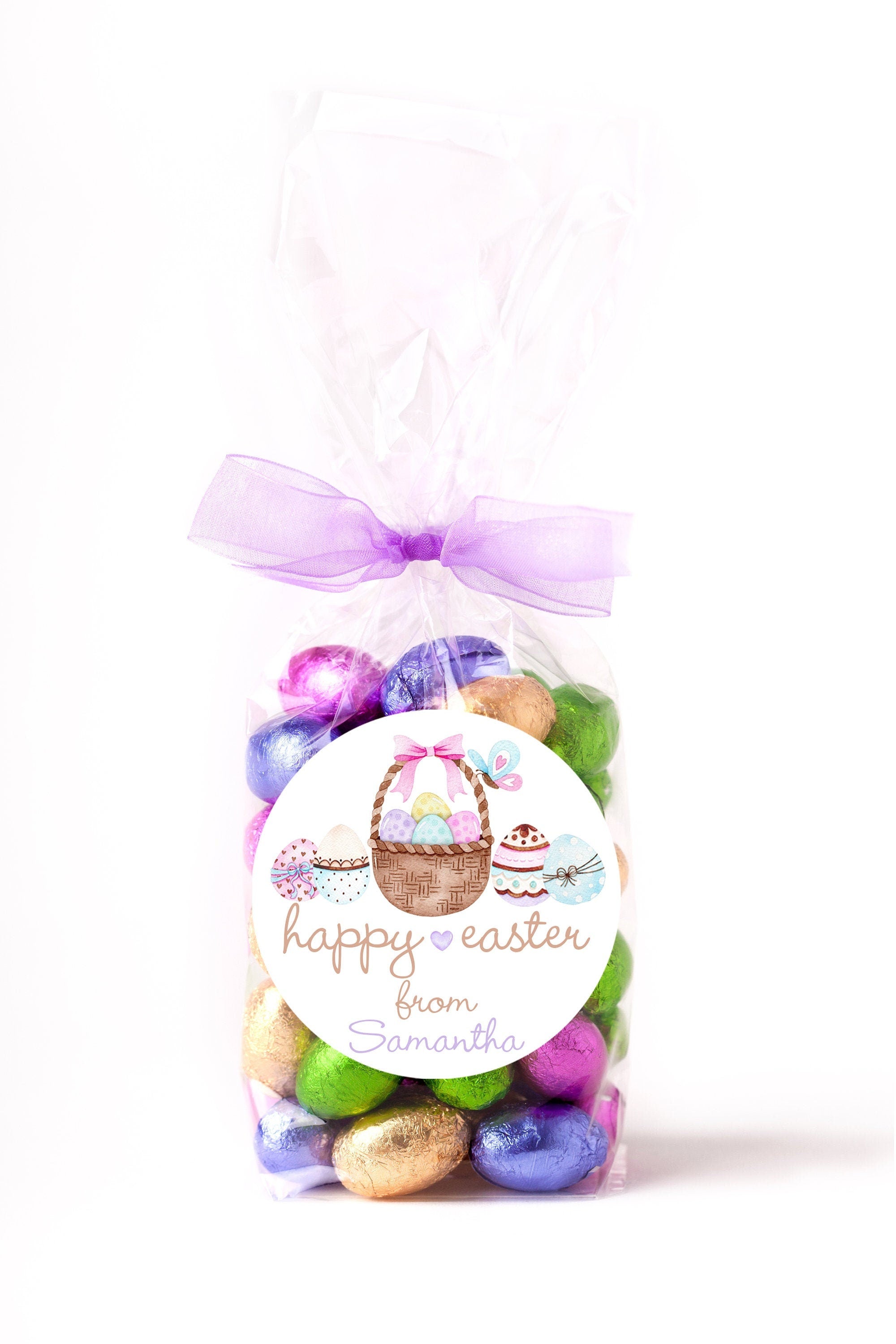 Easter Stickers, Watercolor Easter Egg Basket, Personalized Easter Stickers, Kids Easter Treat Bags, Easter Labels for Favors, Classroom