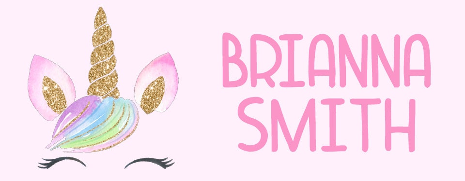 Personalized Unicorn Name Labels, Waterproof Pink Unicorn Stickers, Supplies for Back to School