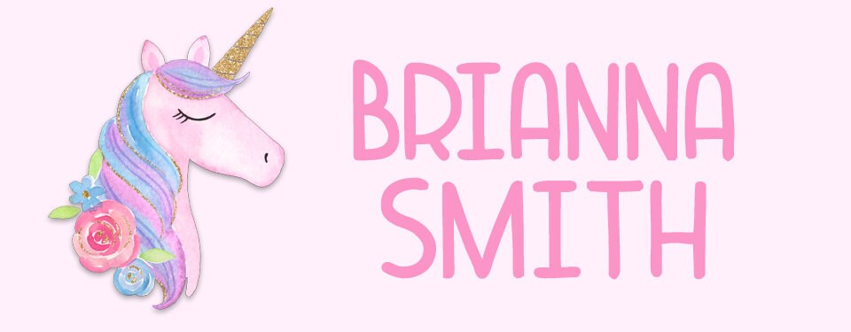 Personalized Unicorn Name Labels, Waterproof Pink Unicorn Stickers, Supplies for Back to School