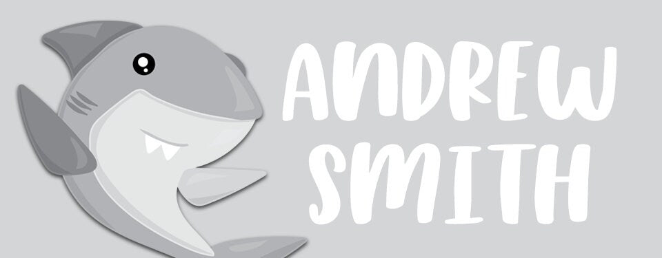 Personalized Shark Name Labels, Waterproof Ocean Stickers, Supplies for Back to School