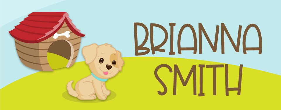 Puppy Dog Name Labels, Name Tag Stickers, Waterproof Labels for Kids Daycare, Vinyl Name Stickers for Kids School Labels