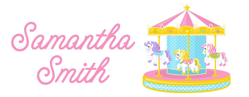 Personalized Carousel Name Labels, Waterproof Horse Stickers, Supplies for Back to School