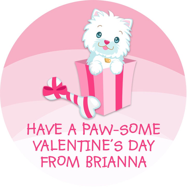 Puppy Valentine - Paw-some Valentine Stickers - Happy Valentine's Day Personalized Stickers -