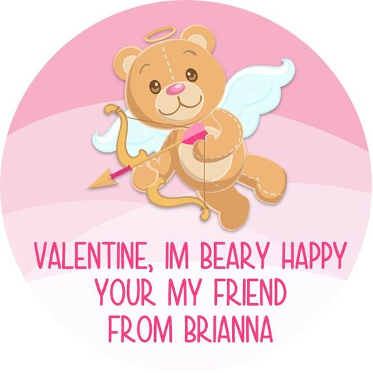 Beary Valentine Stickers, Bear Valentine Stickers, Happy Valentine's Day Personalized Labels