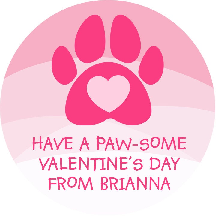 Puppy Valentine - Paw-some Valentine Stickers - Happy Valentine's Day Personalized Stickers -