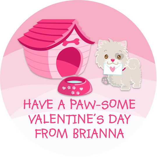Puppy Valentine - Paw-some Valentine Stickers - Happy Valentine's Day Personalized Stickers -