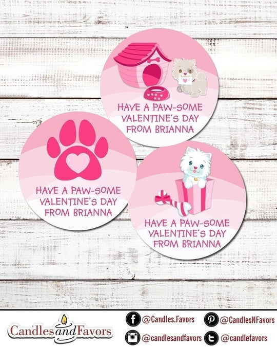 Puppy Valentine - Paw-some Valentine Stickers - Happy Valentine's Day Personalized Stickers -