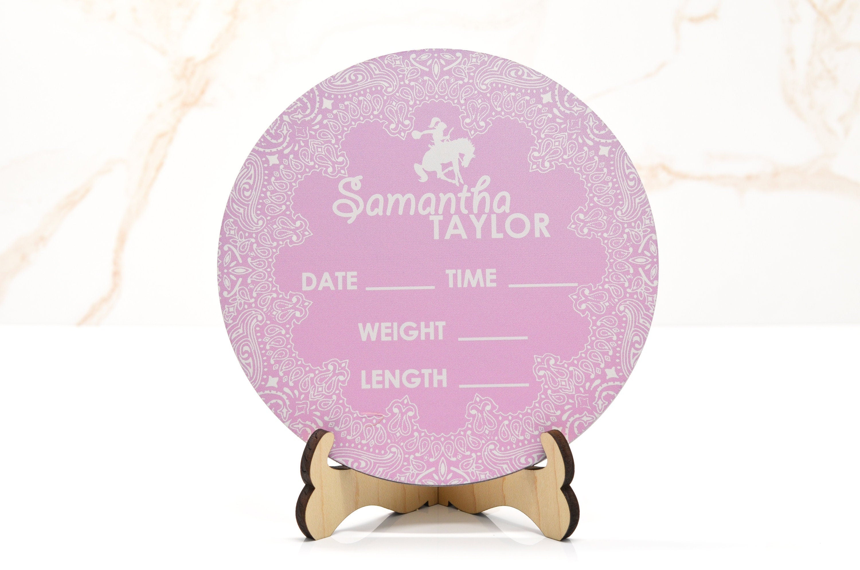 Cowgirl Western Birth Announcement Sign for Hospital, Personalized Baby Sign with Birth Stats, Wooden Hospital Announcement Baby Name