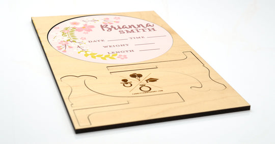 Cherry Blossom Birth Announcement Sign for Hospital, Personalized Baby Sign with Birth Stat, Wooden Hospital Announcement Baby Name Sign