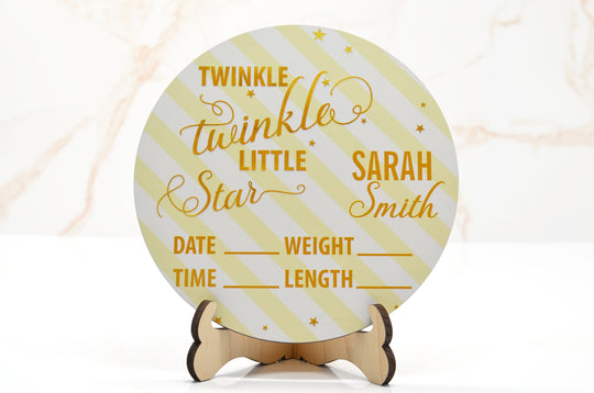Twinkle Little Star Birth Announcement Sign for Hospital, Personalized Baby Sign with Birth Stats, Wooden Hospital Announcement Baby Name