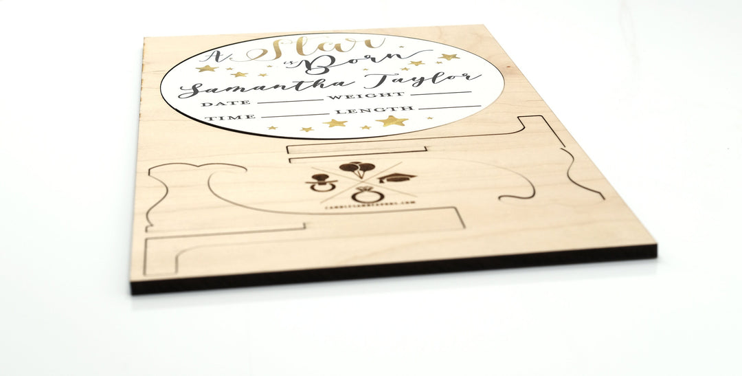 A Star is Born® Birth Announcement Sign for Hospital, Personalized Baby Sign with Birth Stats, Wooden Hospital Announcement Baby Name