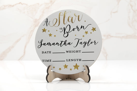 A Star is Born® Birth Announcement Sign for Hospital, Personalized Baby Sign with Birth Stats, Wooden Hospital Announcement Baby Name