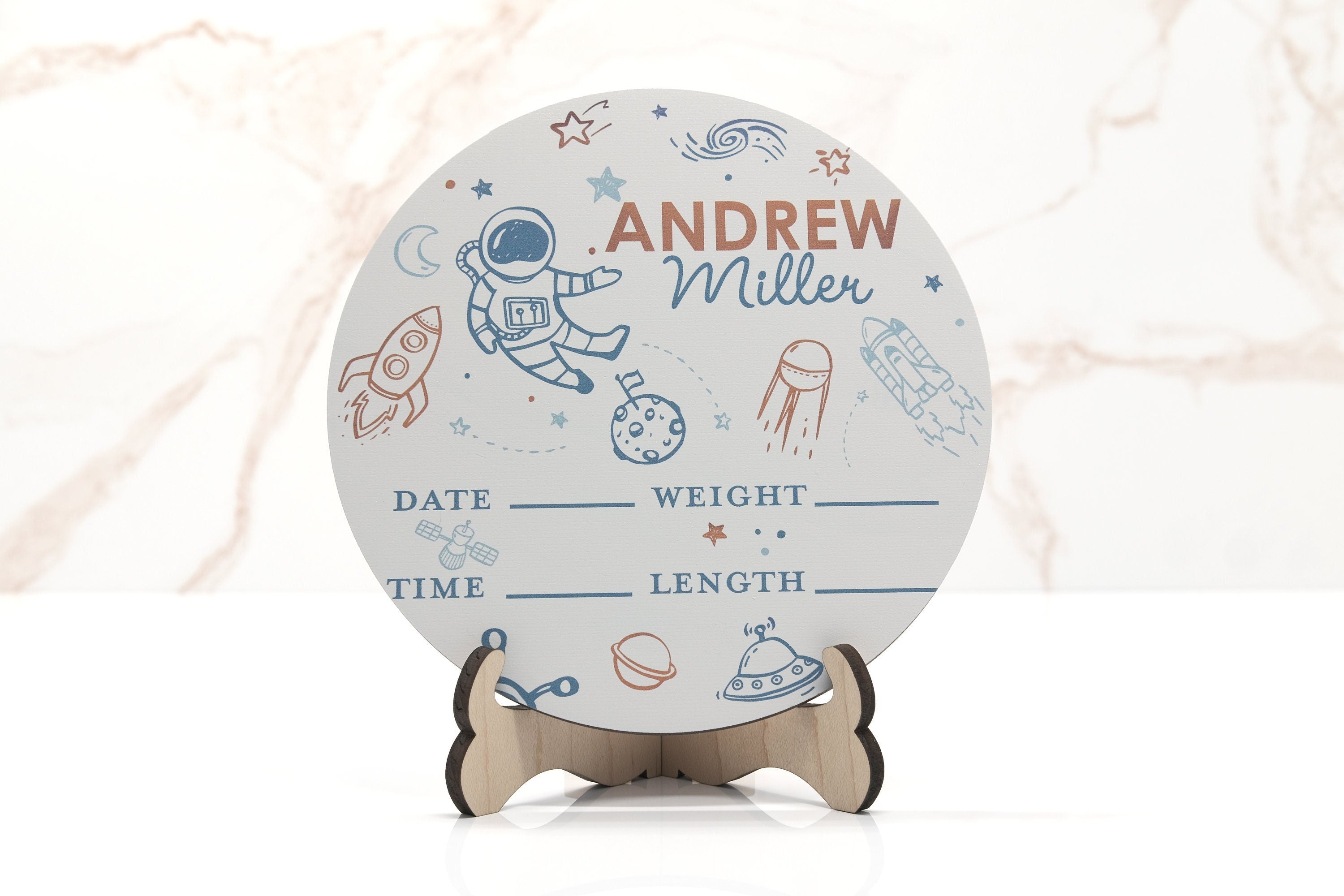 Outer space  Astronaut Birth Announcement Sign for Hospital, Personalized Baby Sign with Birth Stats, Wooden Hospital Announcement Baby Name