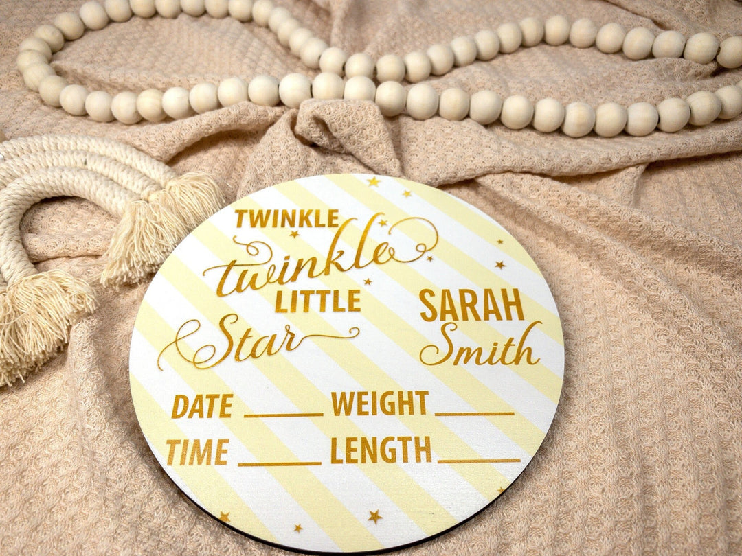 Twinkle Little Star Birth Announcement Sign for Hospital, Personalized Baby Sign with Birth Stats, Wooden Hospital Announcement Baby Name