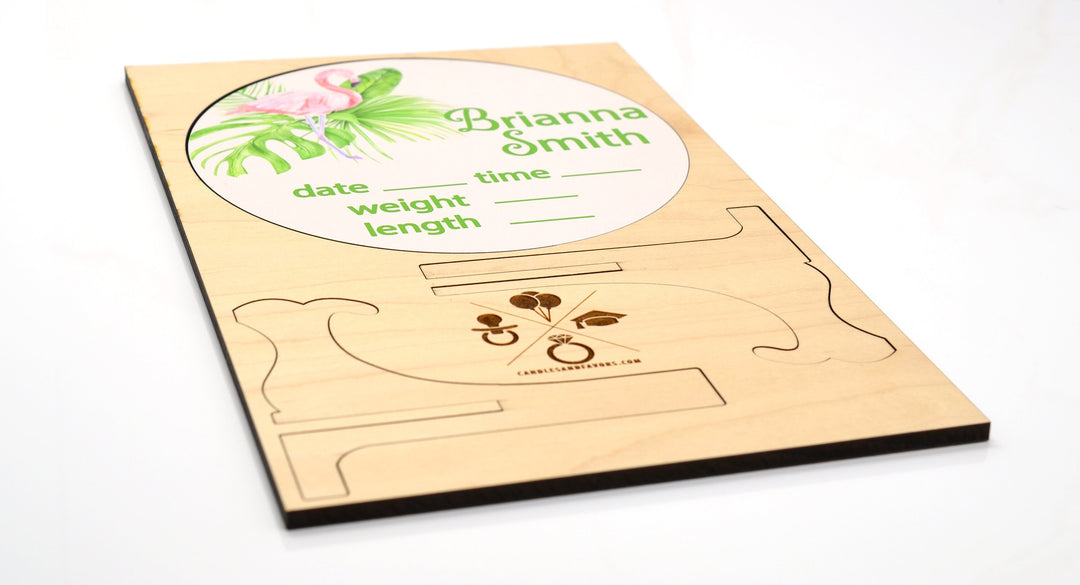 Flamingo Birth Announcement Sign for Hospital, Personalized Baby Sign with Birth Stat, Wooden Hospital Announcement Baby Name Sign