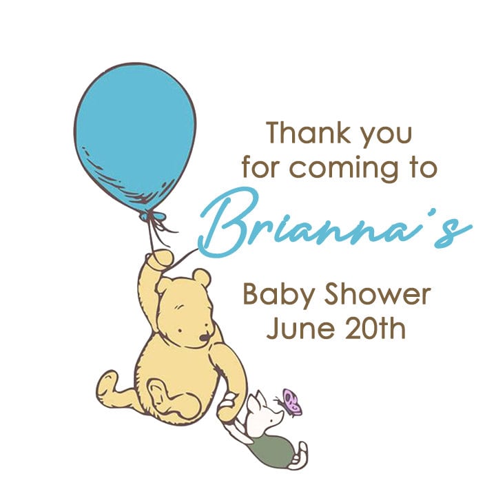 Winnie the Pooh Baby Shower Stickers: Personalized Thank You Labels