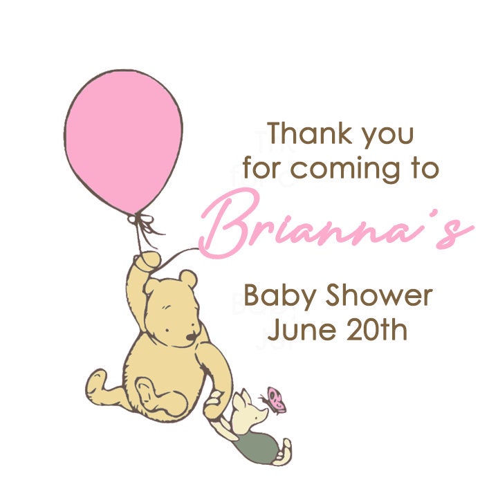 Winnie the Pooh Baby Shower Stickers: Personalized Thank You Labels