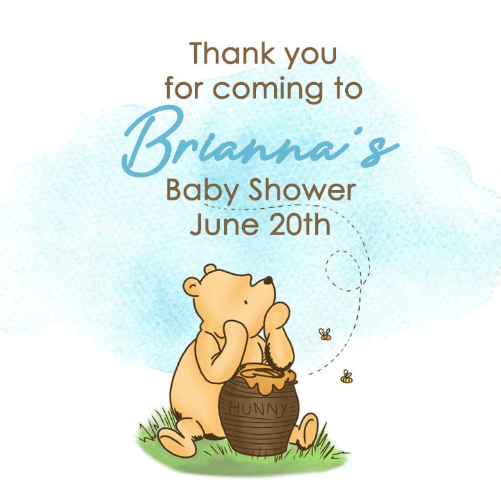 Winnie-The-Pooh Stickers | Thank You for Coming Labels | Baby Shower Labels | Birthday Honey Favors | Classic Winnie-The-Pooh Baby stickers