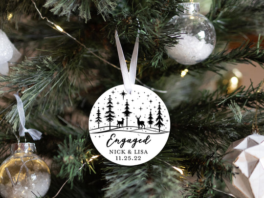 Personalized Engaged Christmas Ornament | Our First Christmas | Personalized Engagement Keepsake Ornament | First Christmas Engaged Deer