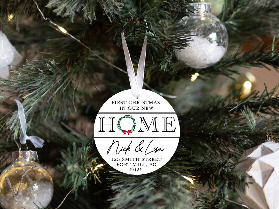 Personalized New Home Christmas Ornament | Our First Home Ornament | Christmas Wreath Ornament | Custom Family Keepsake | Family Ornament