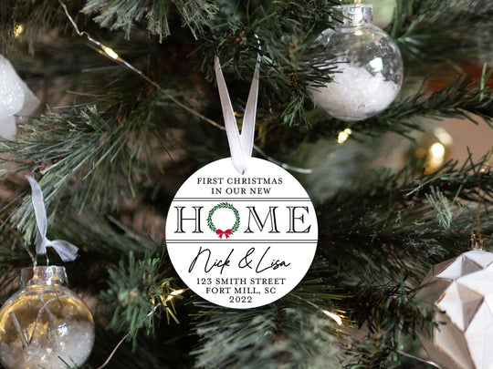 Personalized New Home Christmas Ornament | Our First Home Ornament | Christmas Wreath Ornament | Custom Family Keepsake | Family Ornament