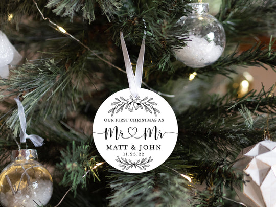 Personalized First Christmas Married Ornament - Mr and Mr | Our First Christmas | Christmas Ornament | Custom Family Keepsake