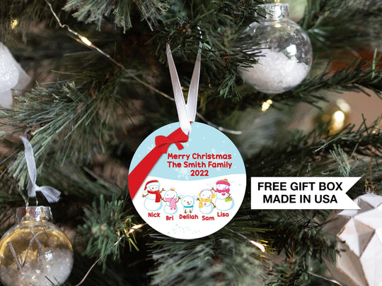 Personalized Snowman Family Christmas Ornament | Our Family Ornament | Christmas Ornament | Custom Family Keepsake | Family Ornament