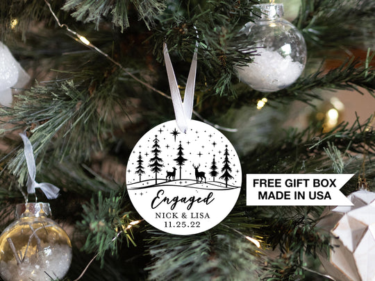 Personalized Engaged Christmas Ornament | Our First Christmas | Personalized Engagement Keepsake Ornament | First Christmas Engaged Deer
