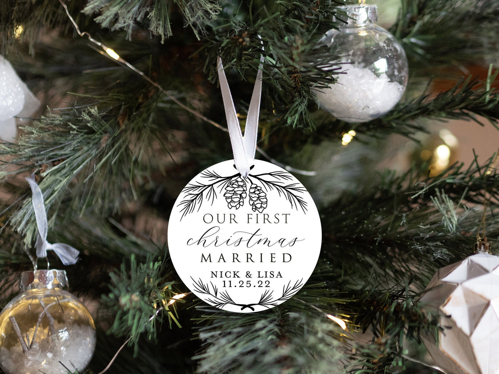 Personalized Married Christmas Pinecone Ornament | Our First Christmas | Personalized Married Keepsake Ornament | First Christmas Married