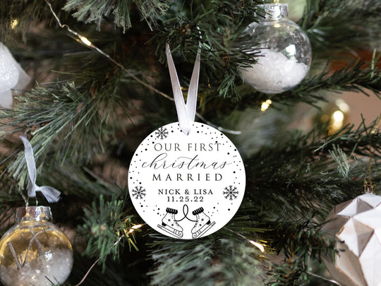 Personalized Married Christmas Ice Skates  Ornament | Our First Christmas | Personalized Married Keepsake Ornament | First Christmas Married