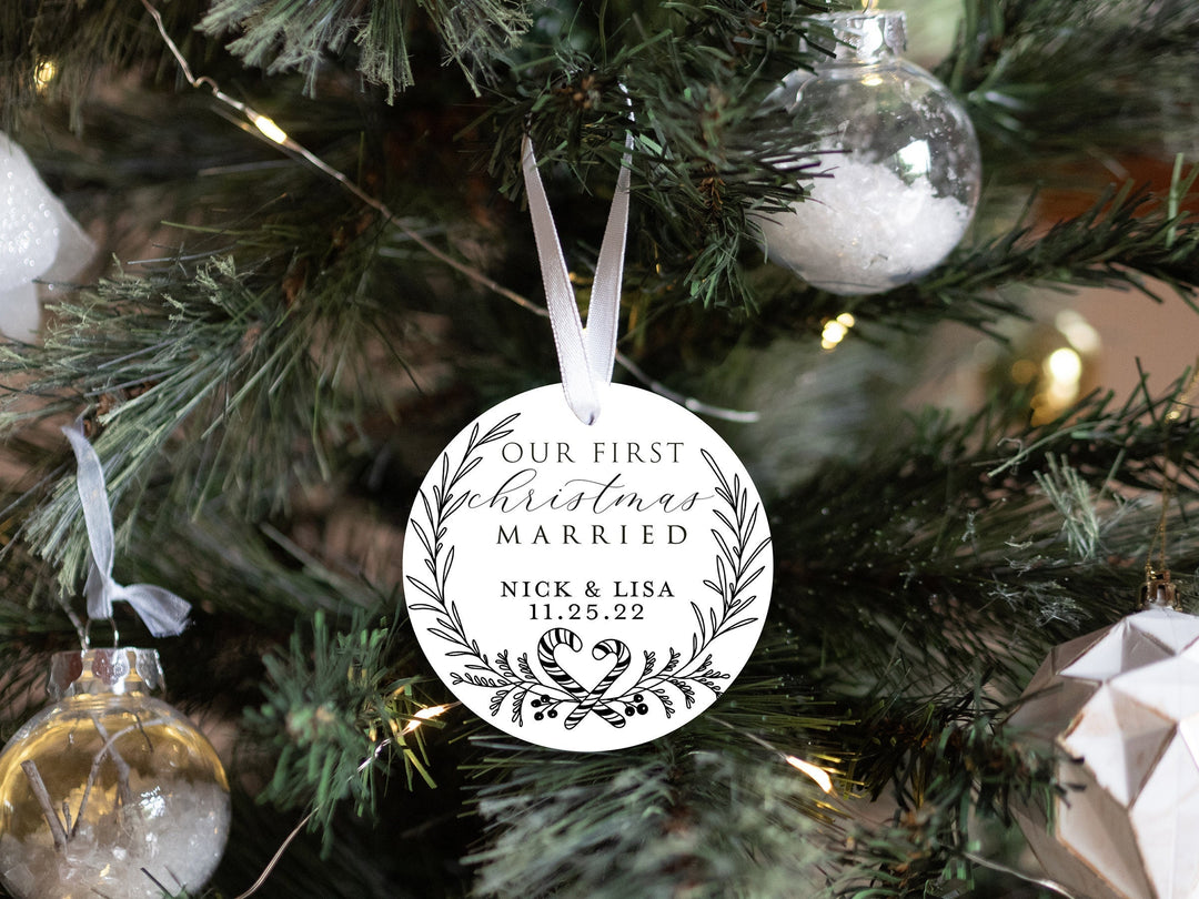 Personalized Married Christmas Candy Canes Ornament | Our First Christmas | Personalized Married Keepsake Ornament | First Christmas Married